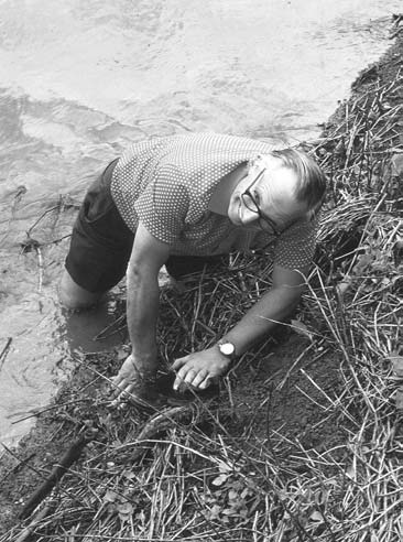Ron Turner “sampling” a creek on a field trip in 1981