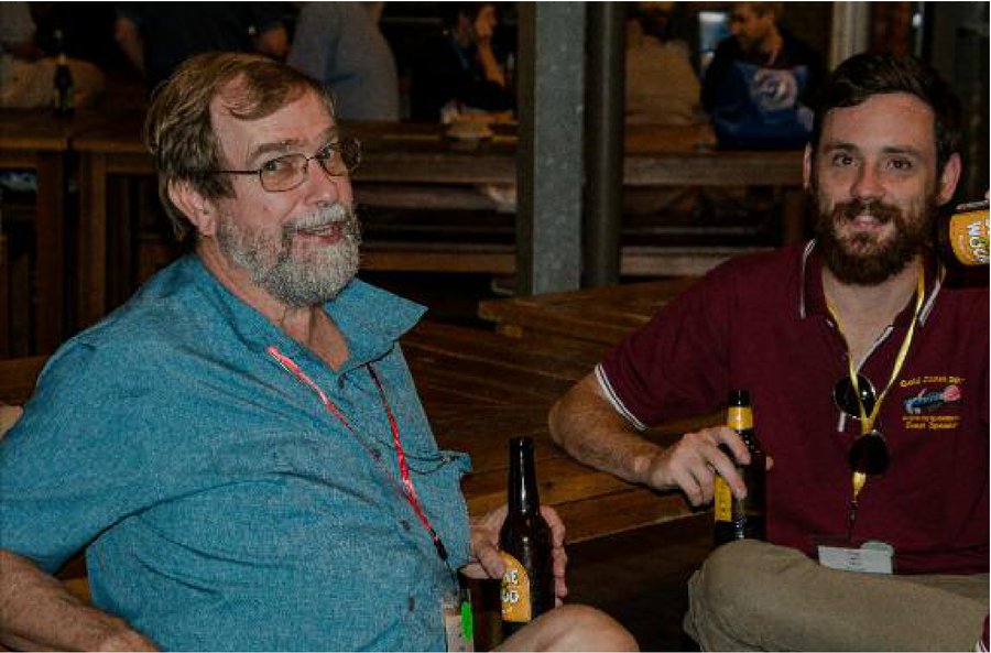 Gary Lange catching up with Karl Moy at an ANGFA convention