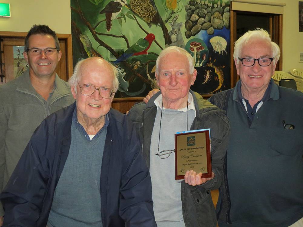 Barry Crockford with fellow ANGFA Life Members at his 2015 Life Membership presentation