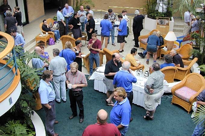 Delegates during a break at the 2002 convention