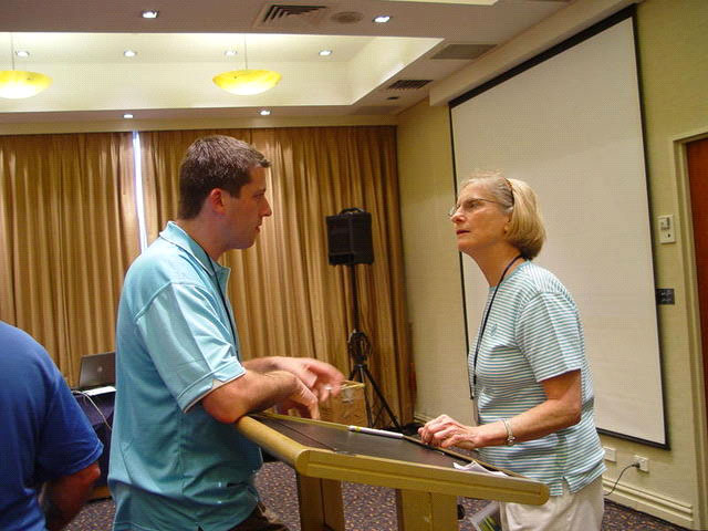 Lyndon Giles and Diana Walstad at the podium
